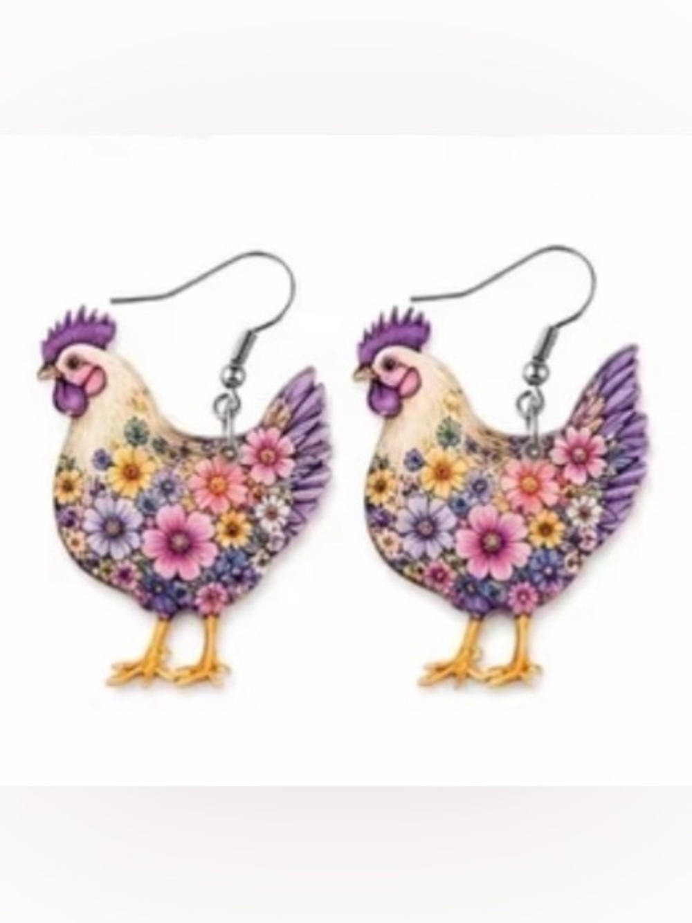 Purple Chicken Dangle Earrings - Women Jewelry